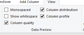 Data profiling views in power query