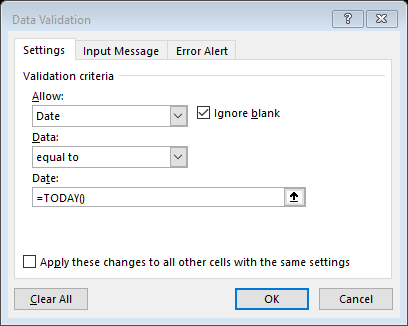 data validation in Excel