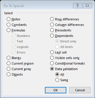 data validation in Excel