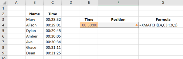 xmatch in excel