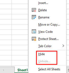 hidden and very hidden sheets in excel