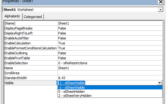 hidden and very hidden sheets in excel