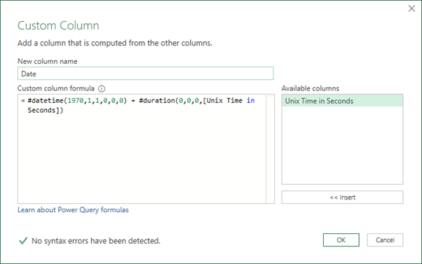 Unix Timestamp conversions in Excel