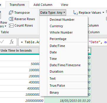 Unix Timestamp conversions in Excel