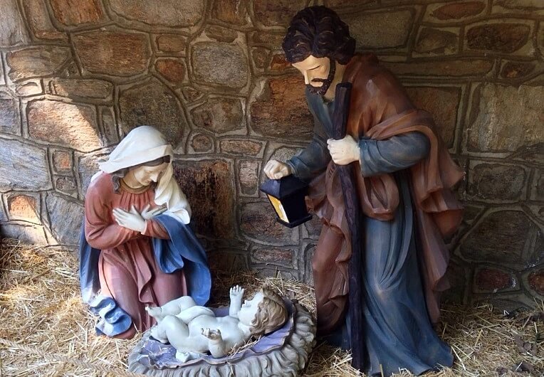 Statues of Virgin Mother Mary and her son Lord Jesus at the venue