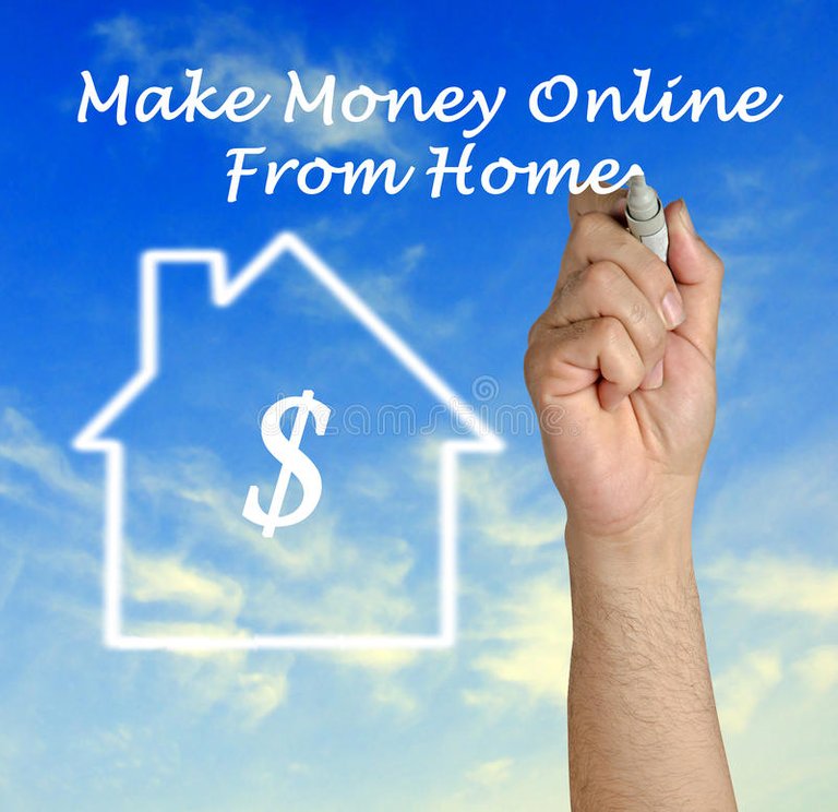 Make money online. From home royalty free stock photo