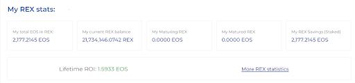 How to stake eos article step 6 My REX stats snippet