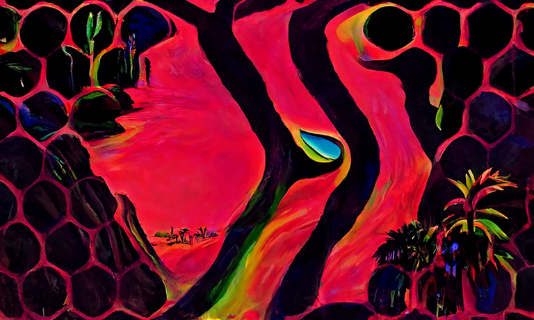 a desert oasis by Shirley Teed psychedelic