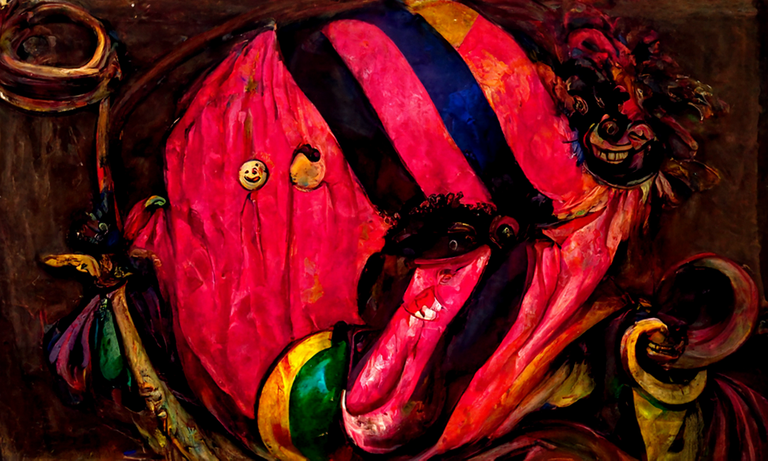 a happy clown by János Saxon-Szász vivid colors