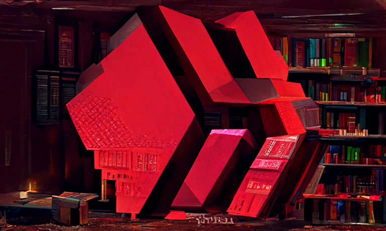 a library made of voxels by Julius LeBlanc Stewart