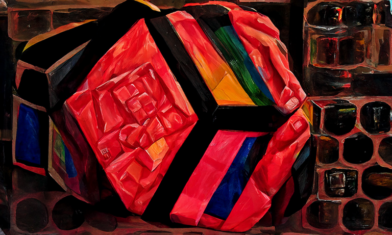 an acrylic painting of a Rubik's cube by Anne Rigney trending on Flickr