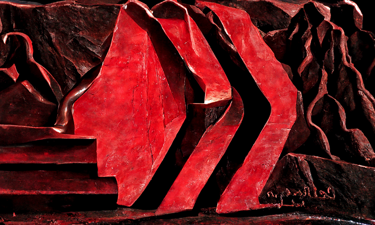 an art deco sculpture of a mountain path by Marcelle Bergerol