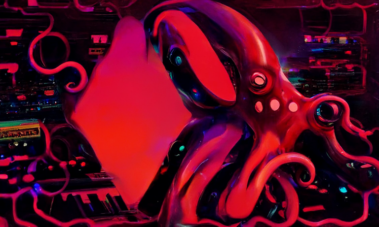 an octopus synthwave