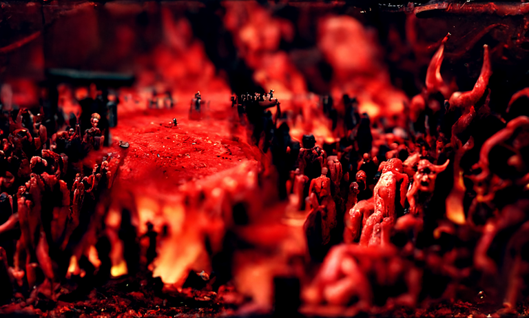 a tilt shift photo of hell by Dorothy Lockwood filmic