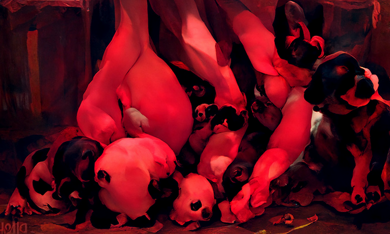 puppies by Pan Tianshou
