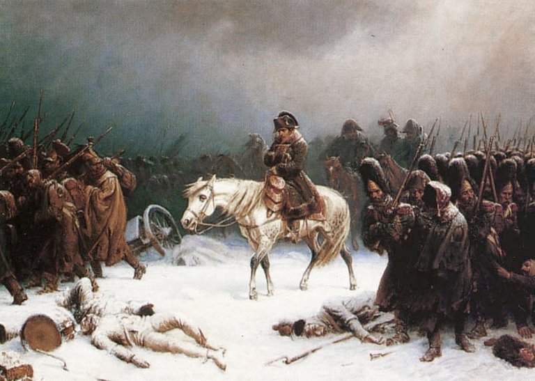 During Napoleon Bonaparte's retreat from Russia in the winter of 1812, many troops died from hypothermia