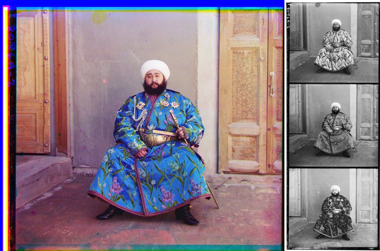The Emir of Bukhara. 1911 color photograph by Sergei Mikhailovich Prokudin-Gorskii