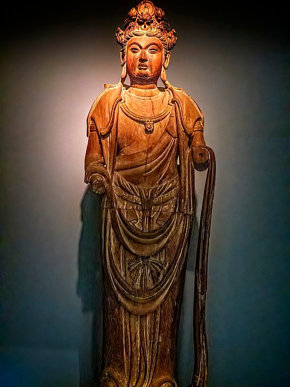 Wooden figure of Guanyin from the Song Period (960-1279 CE) China - Mary Harrsch, CC BY-SA 4.0, via Wikimedia Commons.