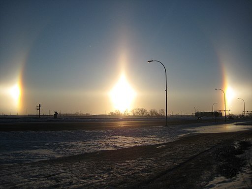 Sun dogs visible in Fargo, North Dakota.