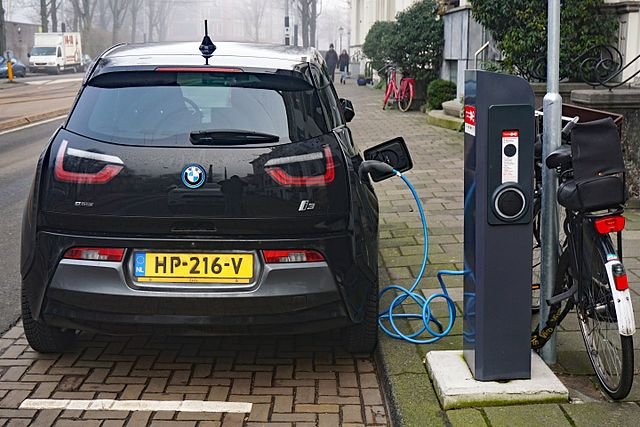 An electric car: BMW i3 charging on the street