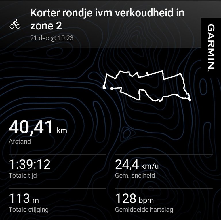 Shorter cycling trip - My Actifit Report Card: December 21 2025