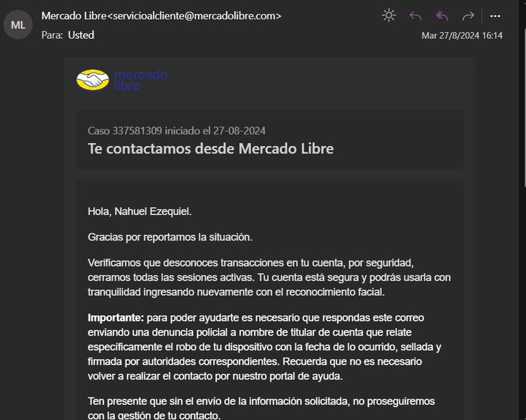 Una horrible noticia