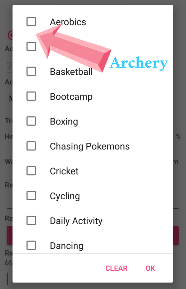 Let's add Archery as an activity type in the Actifit app