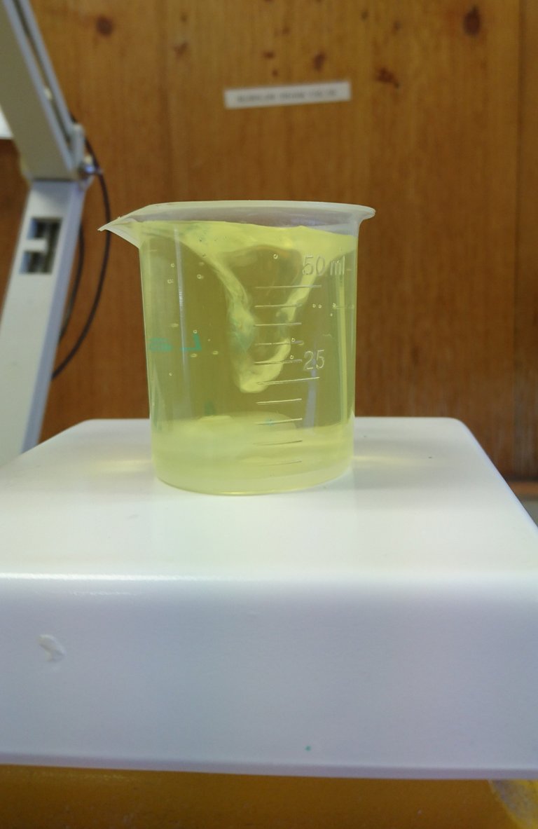 Beaker of Zobell's Solution for calibration check of Oxidation Reduction Potential meter