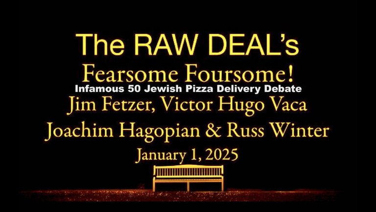 Jim Fetzer VictorHugo Clash Over Demons 50 Jewish Pizza Delivery Debate Russ Winter Joachim Hagopian