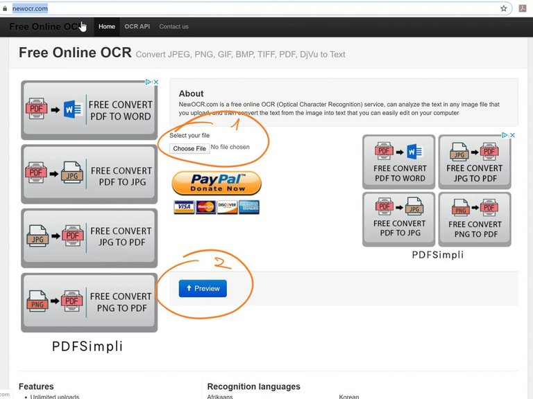 Upload file to NewOCR