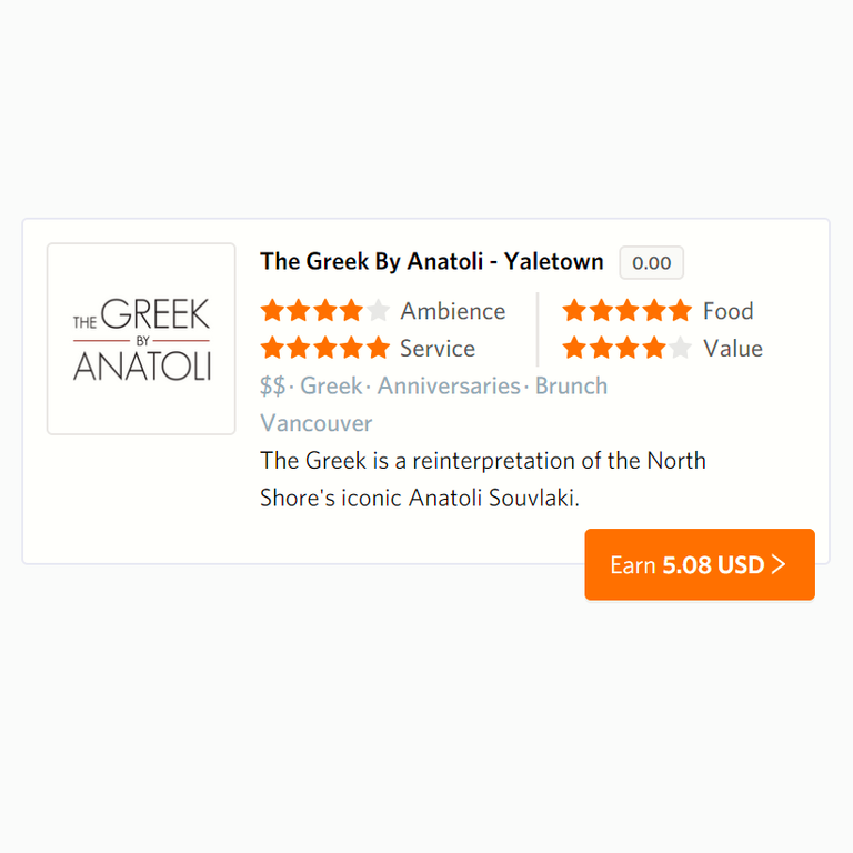 The Greek by Antoli in Yaletown is up for Rewards!