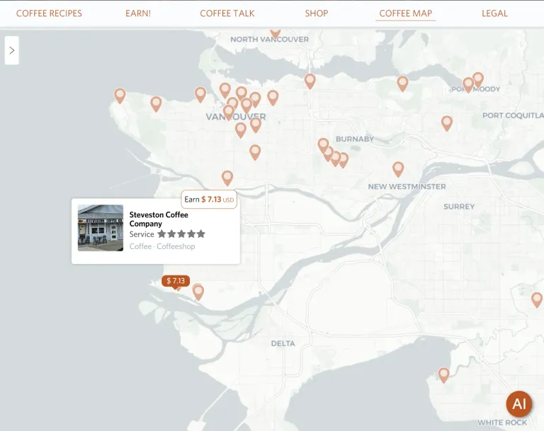 Map of Independent Cafés