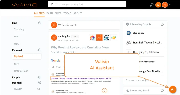 Activate Waivio AI Assistant