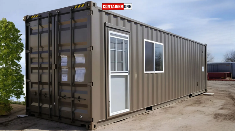 repurposed shipping containers provide housing for veterans and homeless.