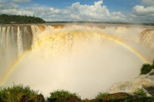 Iguazu Falls is a park that borders with Brazil, Argentina, and Paraguay