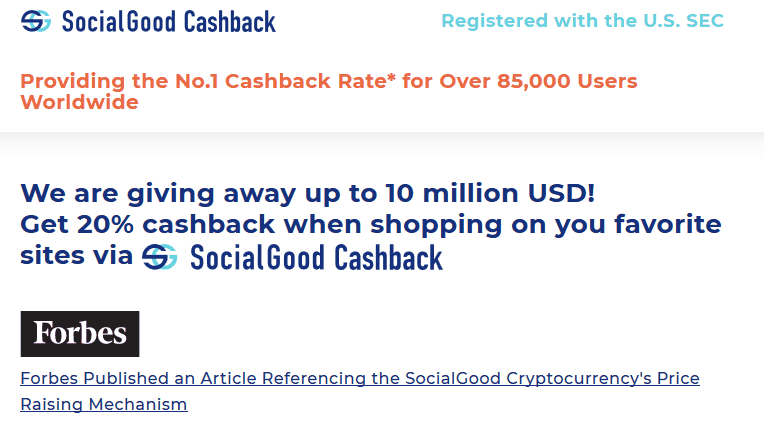 socialgood distribuisce 10 milioni di dollari in Token for free