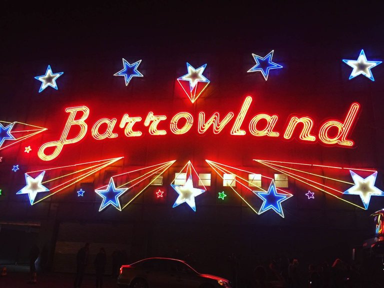 Glasgow Barrowland Ballroom neon sign at night. 