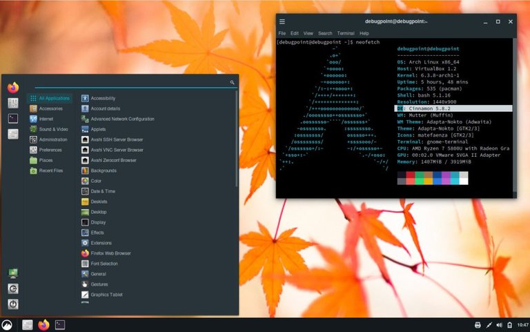 Cinnamon 5.8 Desktop