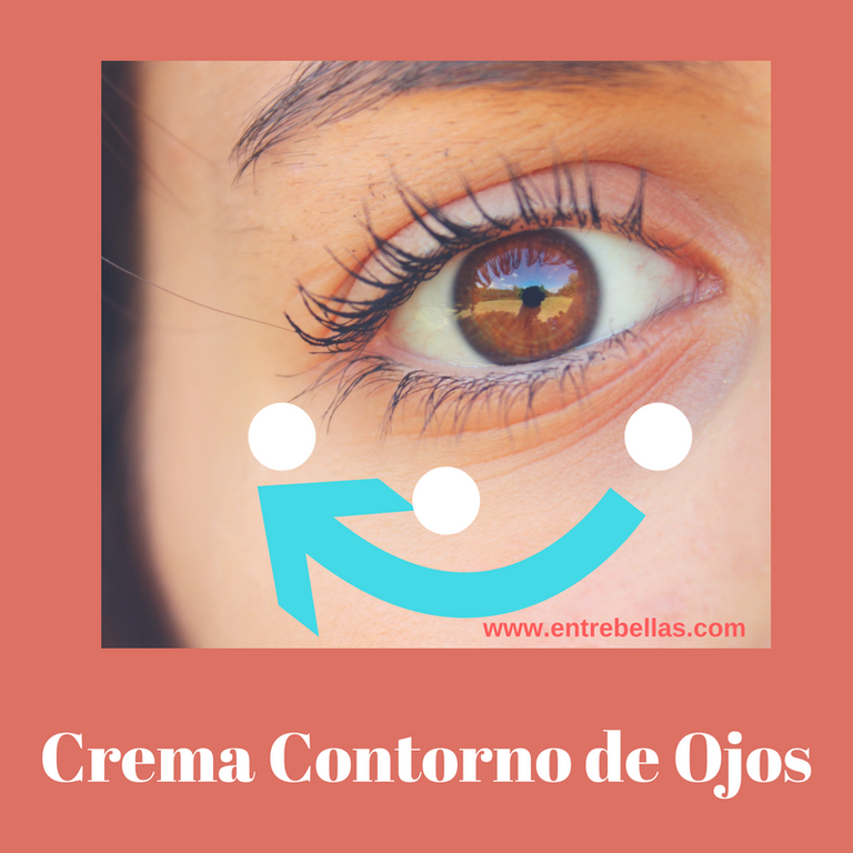 Aplicación de crema de contorno de ojos.