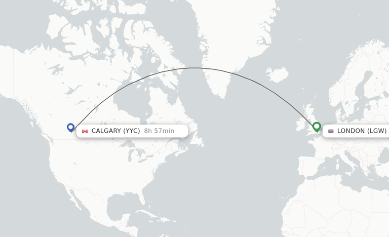 Route London Calgary direct