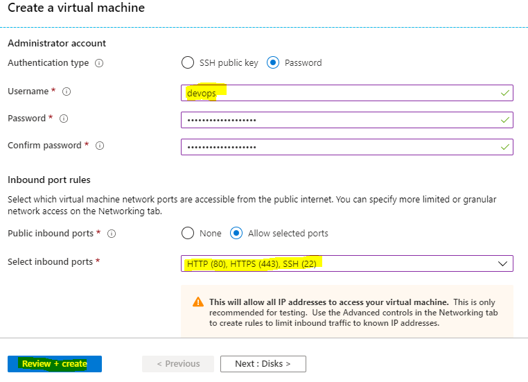 Azure Create Step 7