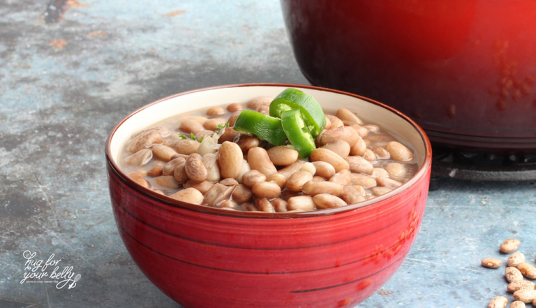 quick soak beans in red bowl