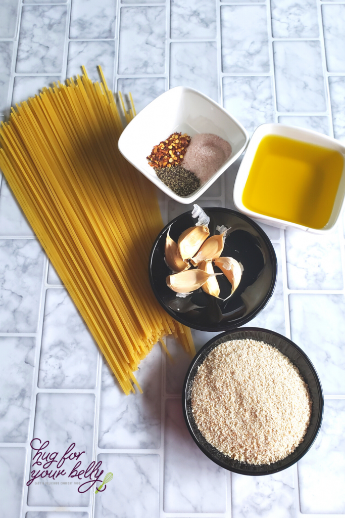 ingredients for spaghetti aglio e olio