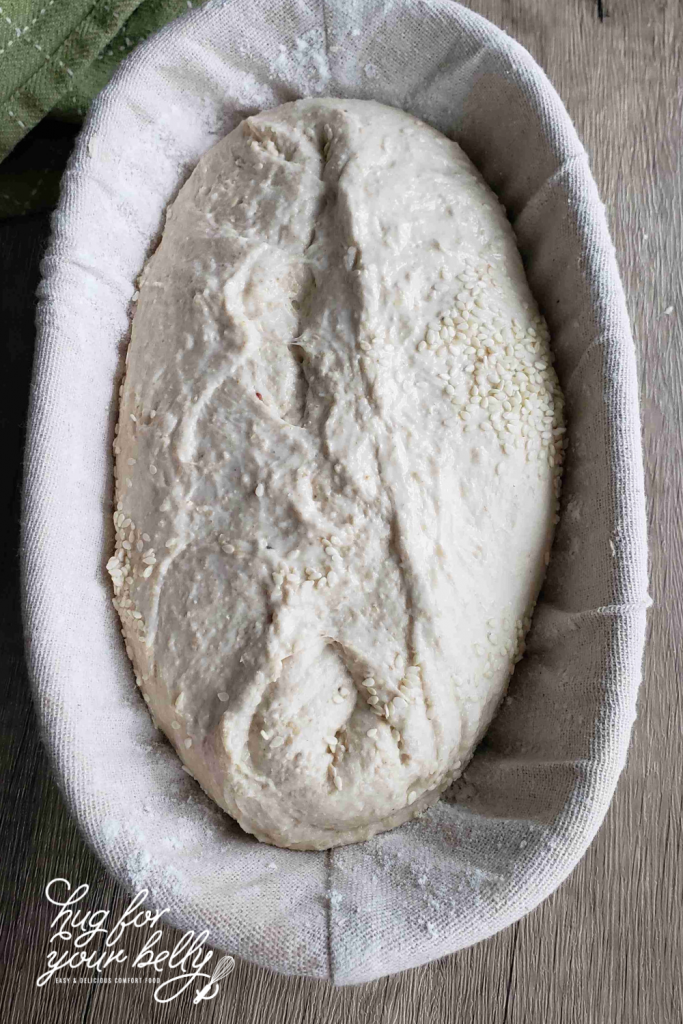 sourdough resting in banneton