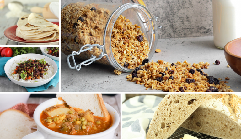 collage of food storage recipes