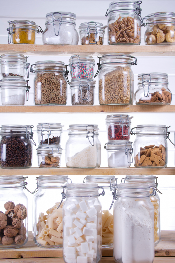 jars filled with pantry items