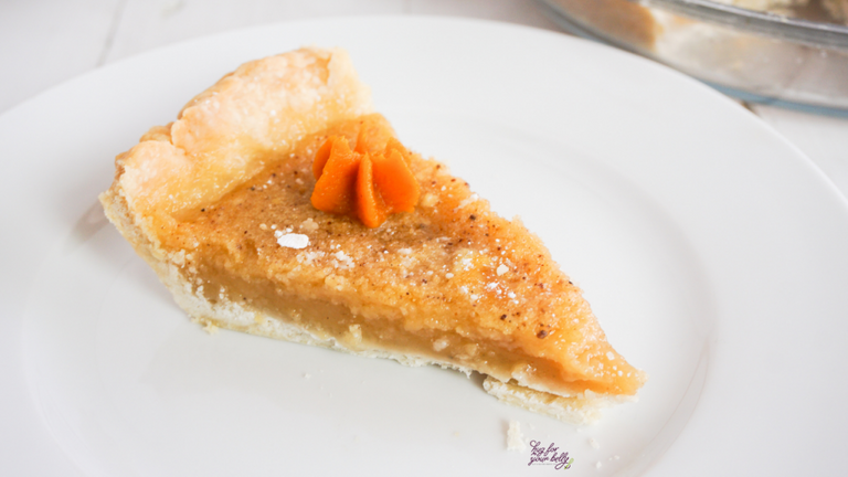 vinegar pie with pumpkin star on white plate