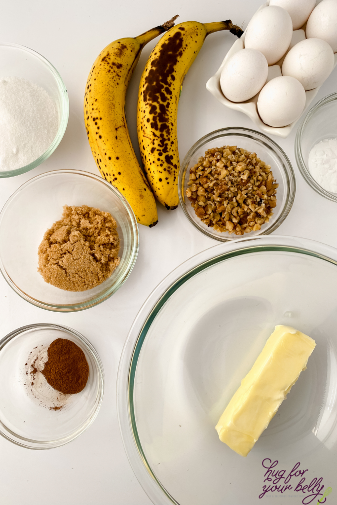 ingredients for banana nut muffins