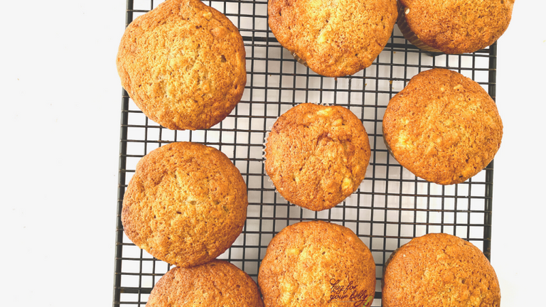 banana nut muffins on cooling rack