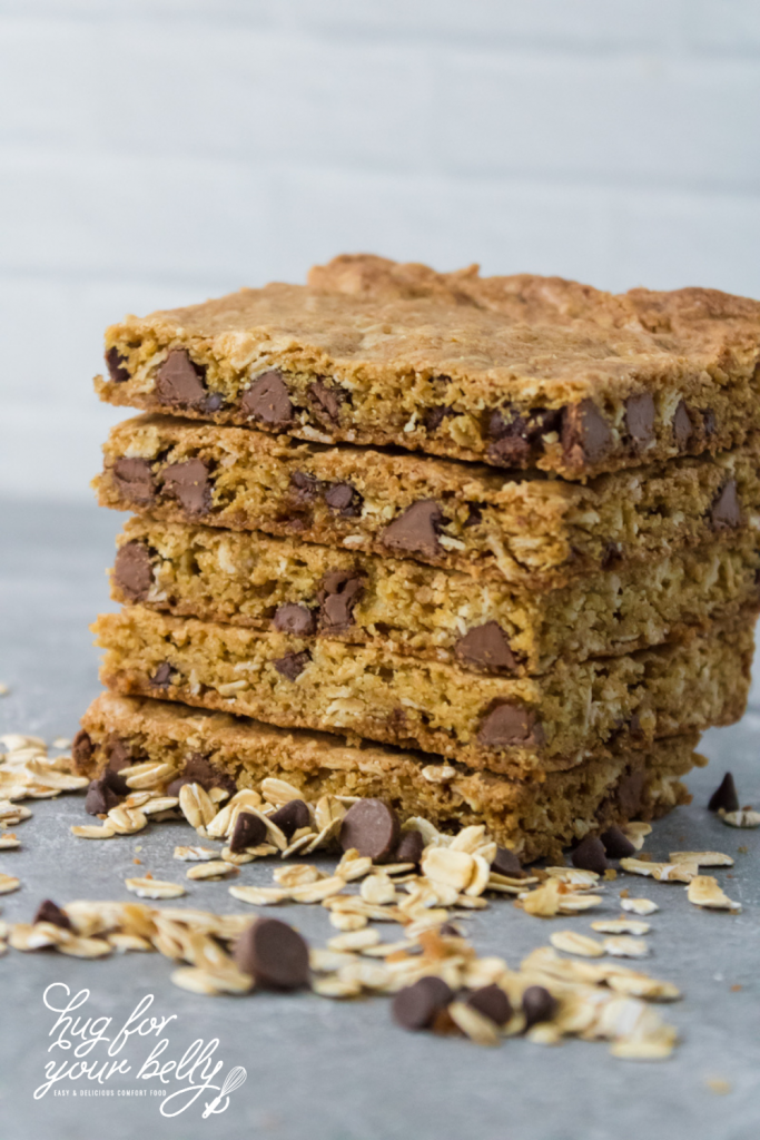 oatmeal chocolate chip bars stacked